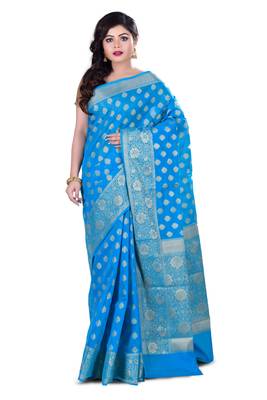 Light Blue Woven Chanderi Saree 1