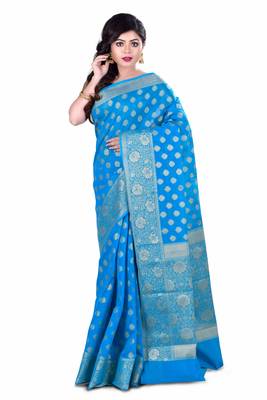 Light Blue Woven Chanderi Saree 2