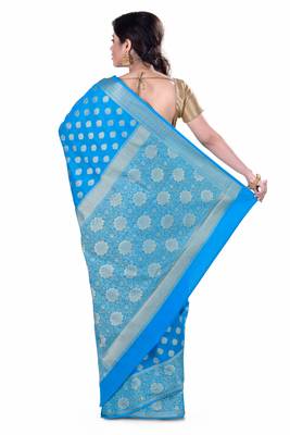 Light Blue Woven Chanderi Saree 3