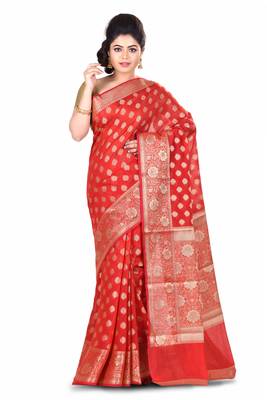 Maroon Hand Woven Chanderi Saree 1
