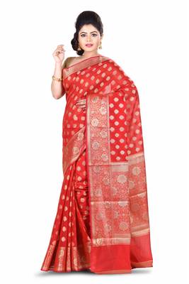 Maroon Hand Woven Chanderi Saree 2