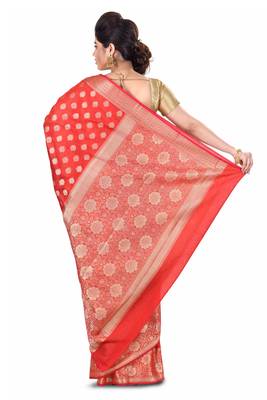 Maroon Hand Woven Chanderi Saree 3