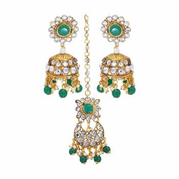 Wedding Wear Kundan Beaded Collar Necklace Set With Mang Tikka 3