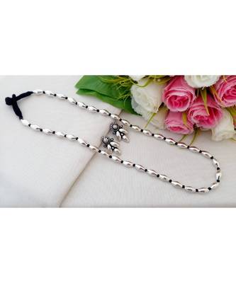 Simple & Cute German Silver Dholki Beads Chain With A Pair Of Ear Rings 1