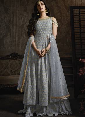 Smoke Grey Lehenga Kameez With Dupatta 1