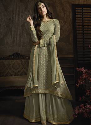 Dusty Green Lehenga Kameez With Dupatta 1