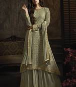 Dusty Green Lehenga Kameez With Dupatta