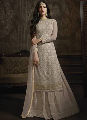Dusty Beige Lehenga Kameez With Dupatta 1