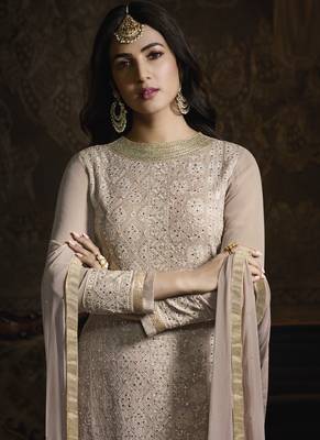 Dusty Beige Lehenga Kameez With Dupatta 2