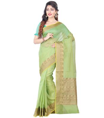 Green Woven Cotton Silk Saree 4