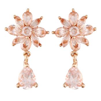 I Jewels Rose Gold Plated Fancy CZ Earrings For Women (A83E06RG) 1