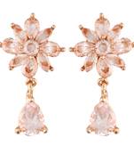 I Jewels Rose Gold Plated Fancy CZ Earrings For Women (A83E06RG)