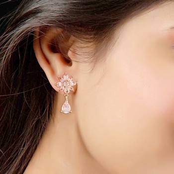 I Jewels Rose Gold Plated Fancy CZ Earrings For Women (A83E06RG) 2