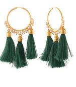 Gold Plated Silk Thread Tassel Hoop Earrings for Women 