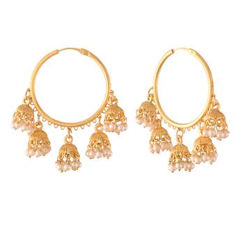 Pearl Jhumki Hoop Earrings for Women  1