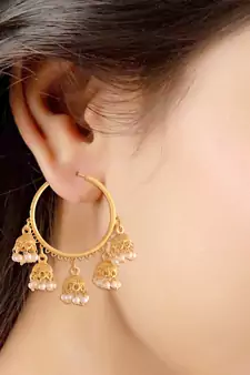 Pearl Jhumki Hoop Earrings for Women 