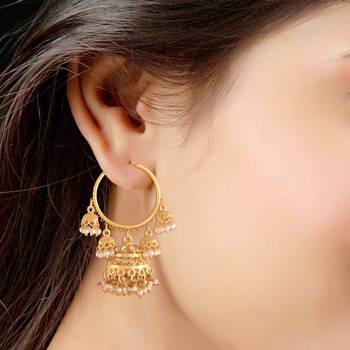 Pearl Jhumki Hoop Earring for Women  2