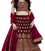 Maroon Embrodery Satin Attractive Lehngha Lehngha Choli With Blouse