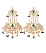 Gold Plated Traditional Kundan & Pearl Dangler Drop Paasa Earrings For Women