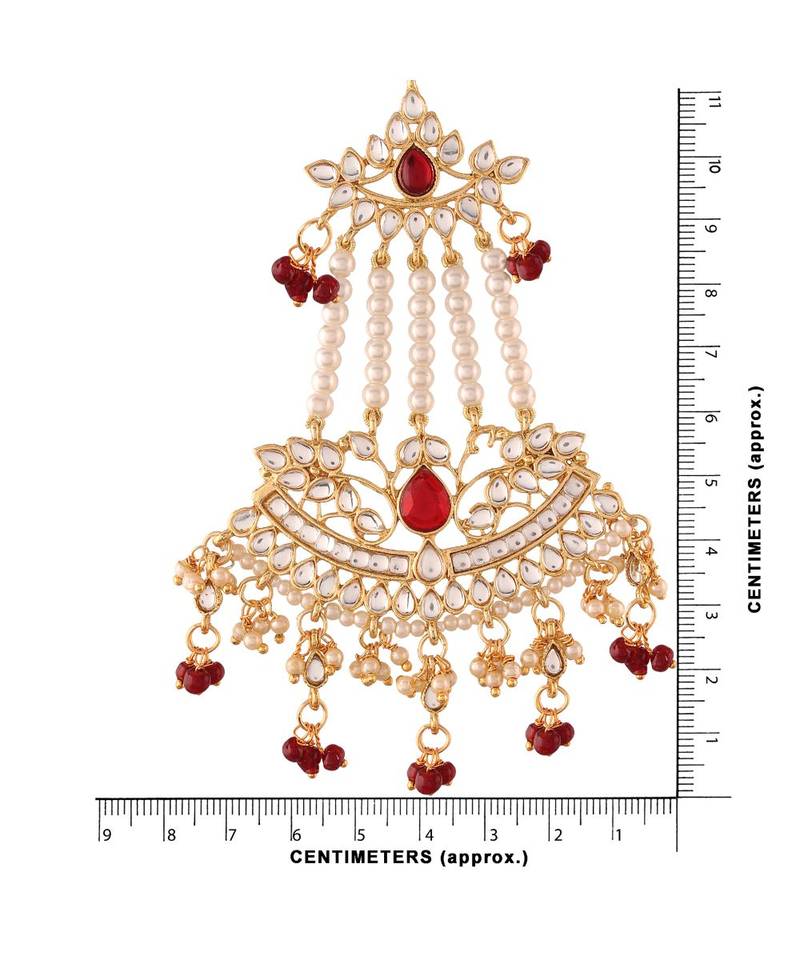 Gold Plated Traditional Kundan & Pearl Dangler Drop Paasa Earrings For Women