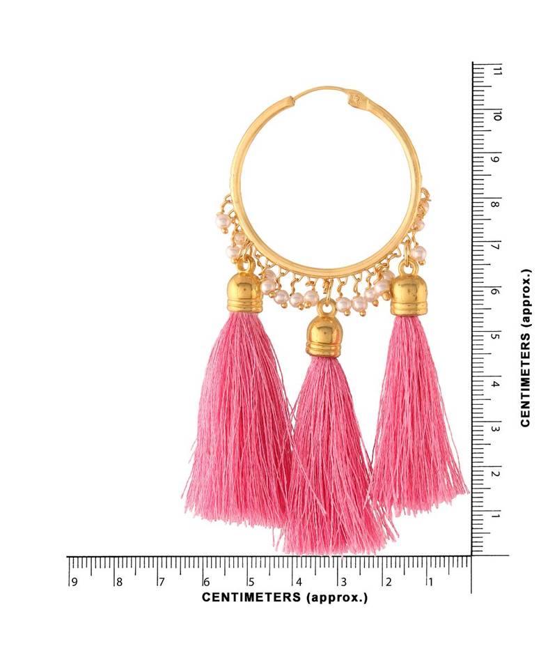 Silk Thread Tassel Hoop Earrings For Women