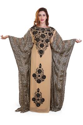 digitel print  moroccan islamic dubai kaftan farasha aari and stone work dress 1