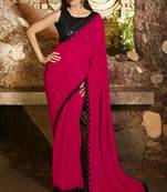 Coral Embroidered Fancy Fabric Bollywood Saree With Blouse