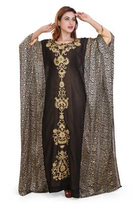 digitel print  moroccan islamic dubai kaftan farasha aari and stone work dress 1