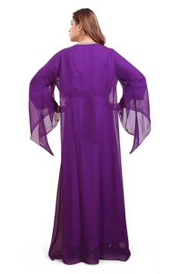 purple moroccan islamic dubai kaftan farasha zari and stone work dress 5