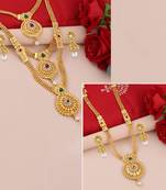 Gold Plated Traditional Designer Long Set Combo For Women Set Of 2