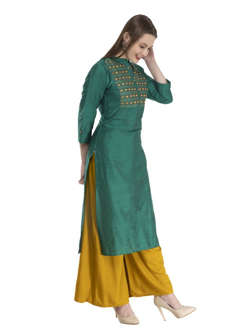 green Women Embroidered POLLY SILK KD17A