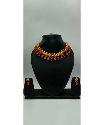 Gold Plated & Pink Kundan Stone Necklace Set 2