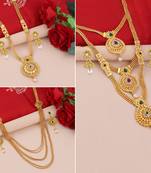 Gold Plated Traditional Designer Long Set Combo For Women