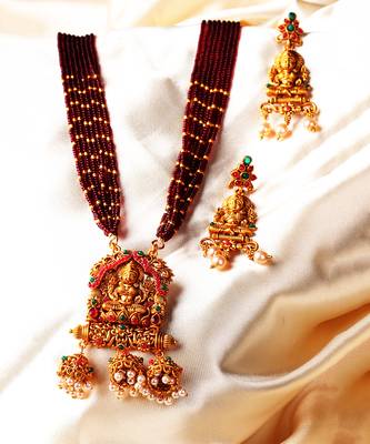 red beaded jewellery necklace sets 2