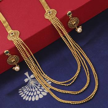 Gold Plated Traditional Designer Long Set Combo For Women 3