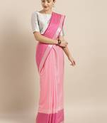 Pink plain linen saree with blouse