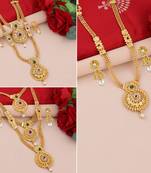 Gold Plated Traditional Designer Long Set Combo For Women