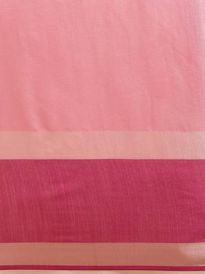 Pink plain linen saree with blouse 3