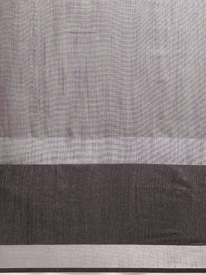 Grey plain linen saree with blouse 3