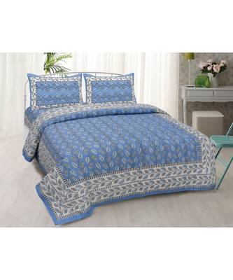 Jaipuri Cotton Printed Multicolour Double Bed Sheet 1