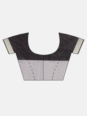 Grey plain linen saree with blouse 5