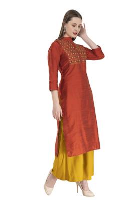 brown Women Embroidered  POLLY SILK KD17B 3