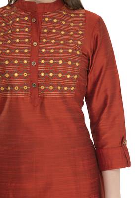 brown Women Embroidered  POLLY SILK KD17B 4
