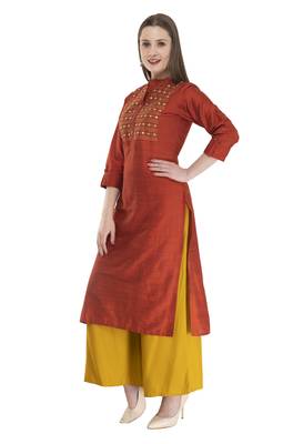 brown Women Embroidered  POLLY SILK KD17B 5