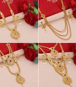 Gold Plated Traditional Designer Long Set Combo For Women