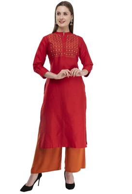red Women Embroidered POLLY SILK KD17C 1