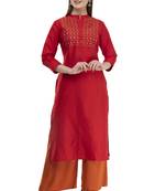 red Women Embroidered POLLY SILK KD17C