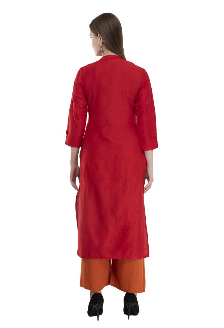 red Women Embroidered POLLY SILK KD17C