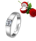 Silver Plated Adjustable Ring With 1 Piece Red Rose Gift Box  For Girls And Women