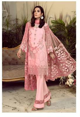 Baby-pink embroidered faux georgette salwar 1